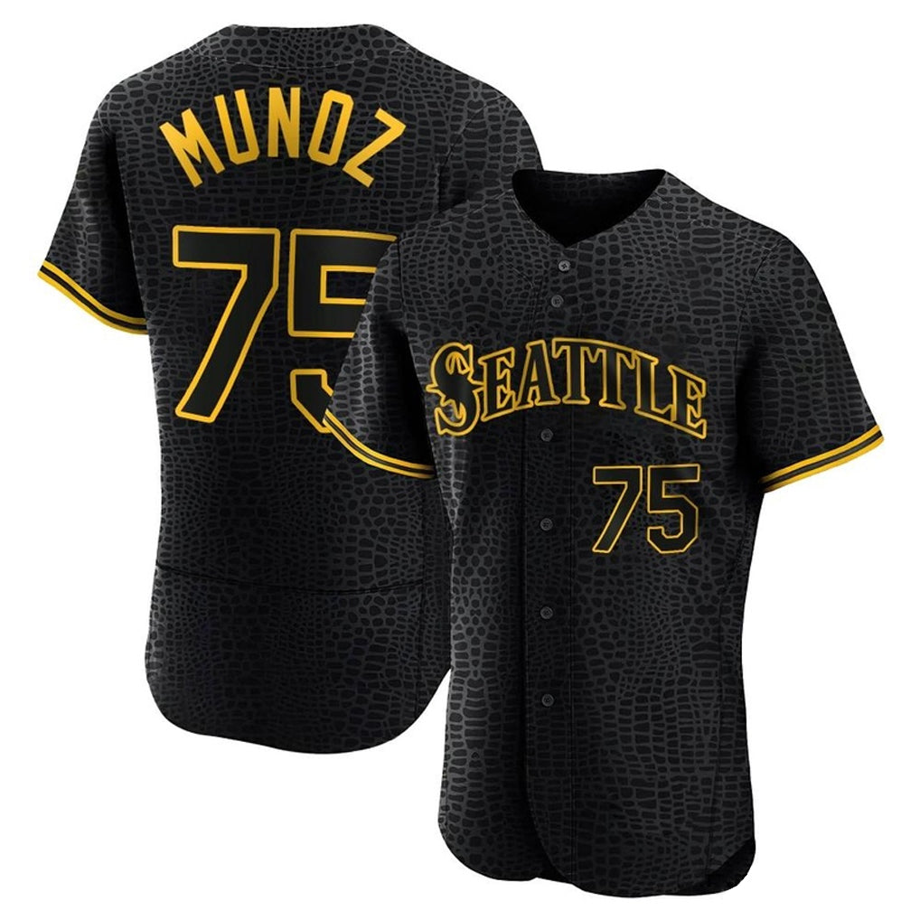 CAdoa S.Mariners #75 Andres Munoz Player Black Snake Skin City Home Limited Elite Stitched Jerseys