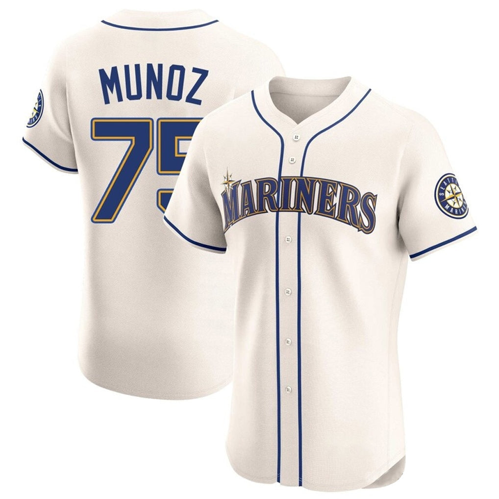 CAdoa S.Mariners #75 Andres Munoz Player Cream Home Limited Elite Stitched Jerseys