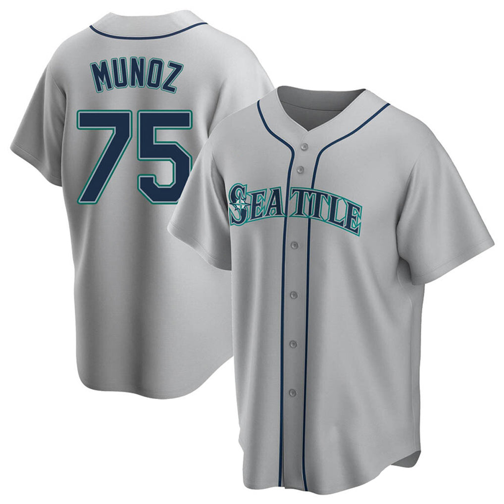 CAdoa S.Mariners #75 Andres Munoz Player Gray Home Game Stitched Jerseys