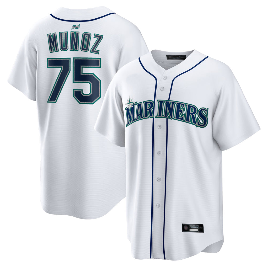 CAdoa S.Mariners #75 Andres Munoz Player White Home Game Stitched Jerseys