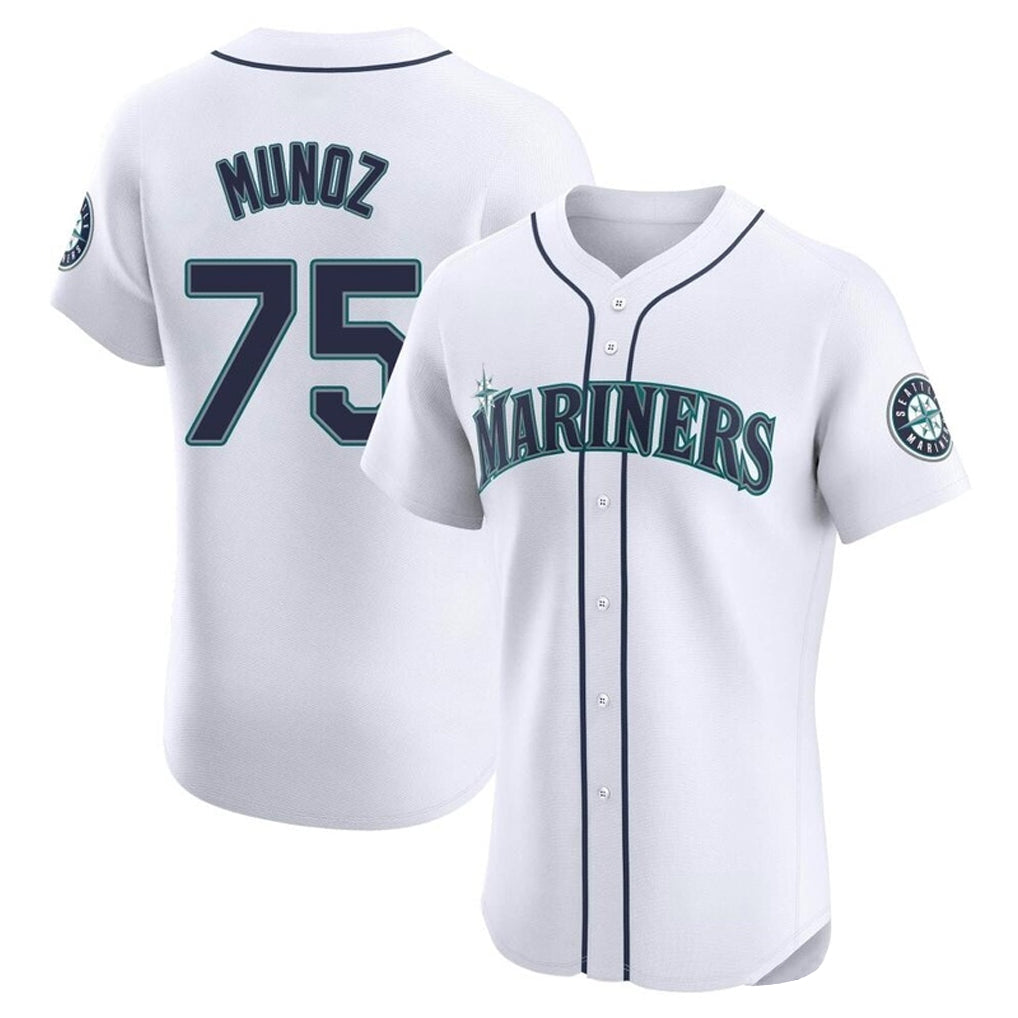 CAdoa S.Mariners #75 Andres Munoz Player White Home Limited Elite Stitched Jerseys