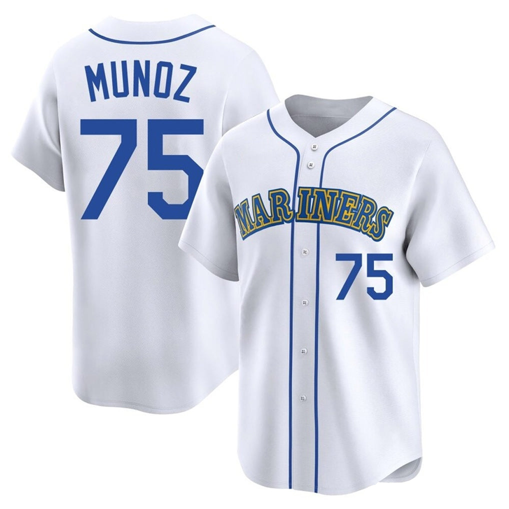 CAdoa S.Mariners #75 Andres Munoz Player White Throwback Cooperstown Collection Home Limited Stitched Jerseys