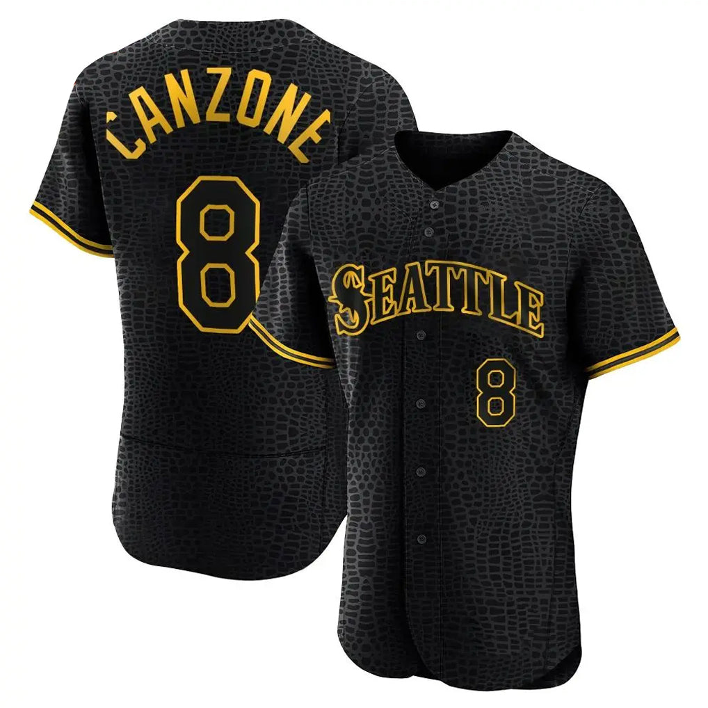 CAdoa S.Mariners #8 Dominic Canzone Player Black Snake Skin City Home Limited Elite Stitched Jerseys
