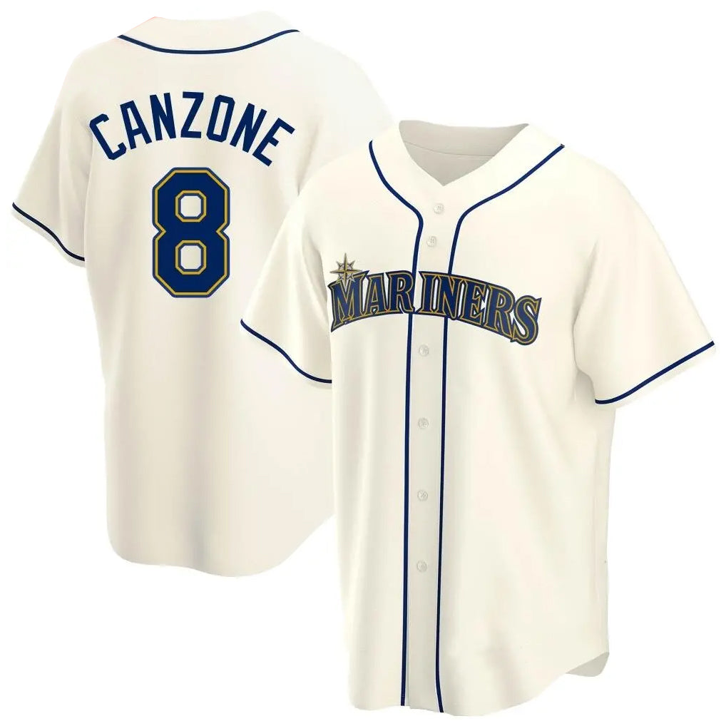 CAdoa S.Mariners #8 Dominic Canzone Player Cream Home Game Stitched Jerseys