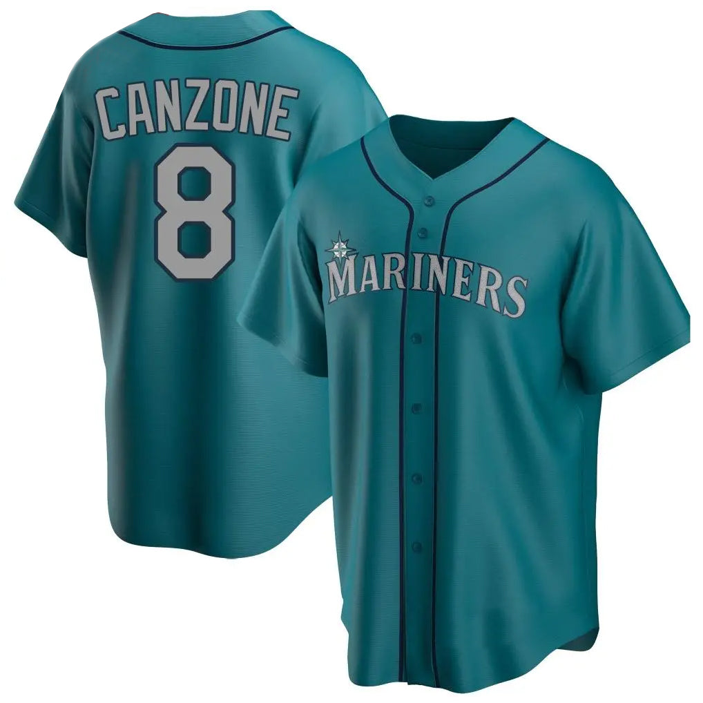 CAdoa S.Mariners #8 Dominic Canzone Player Teal Home Game Stitched Jerseys