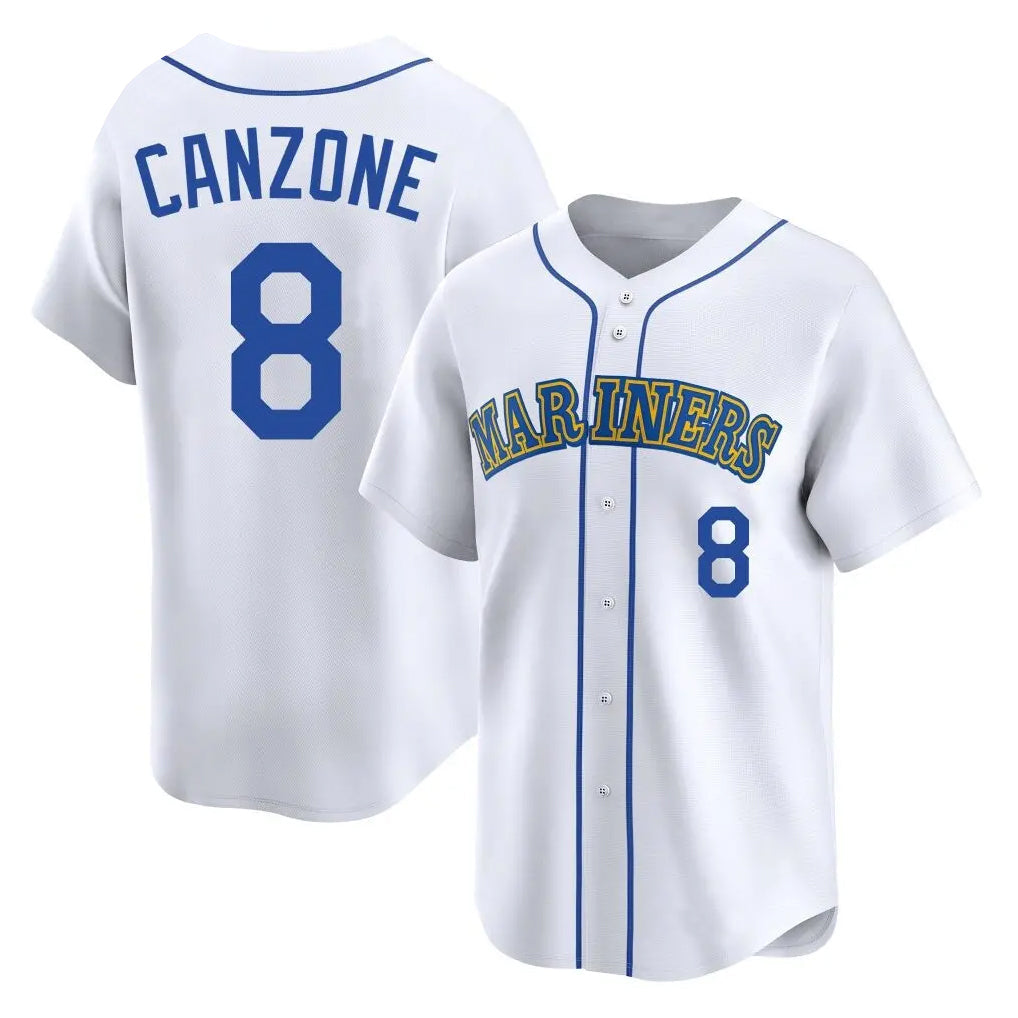 CAdoa S.Mariners #8 Dominic Canzone Player White Pitch Fashion Game Stitched Jerseys