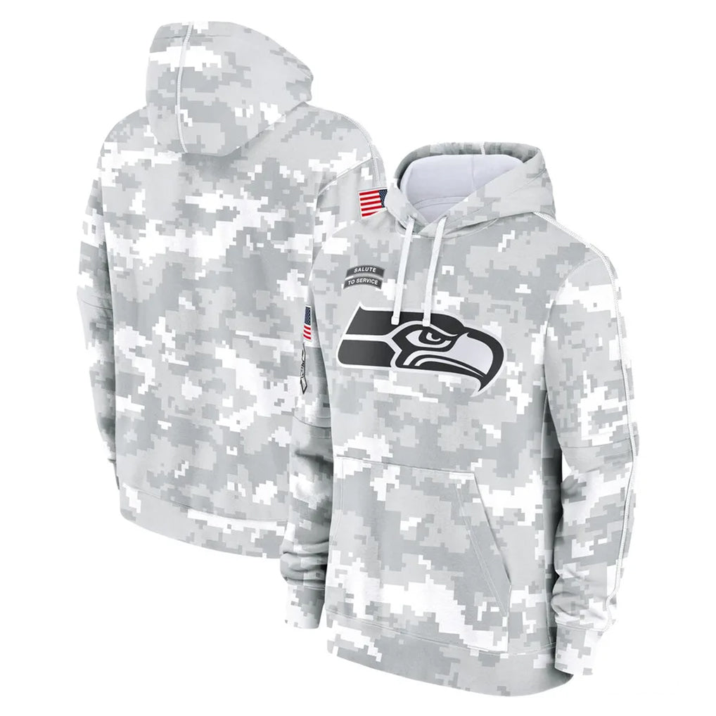 CAdoa S.Seahawks Arctic Camo Limited Salute to Service Pullover Hoodies Game Blank Player Stitched Jerseys