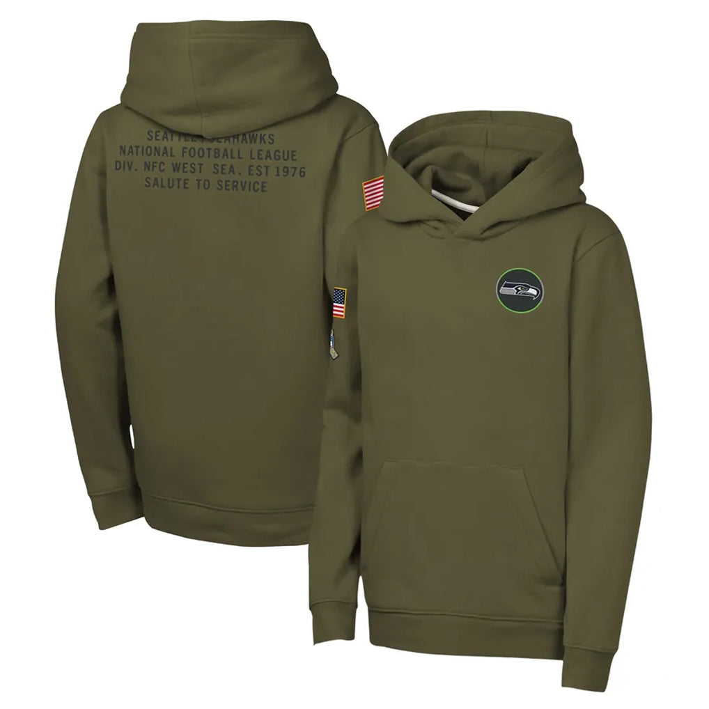 CAdoa S.Seahawks Olive Salute to Service Pullover Hoodies Limited Blank Player Stitched Jerseys