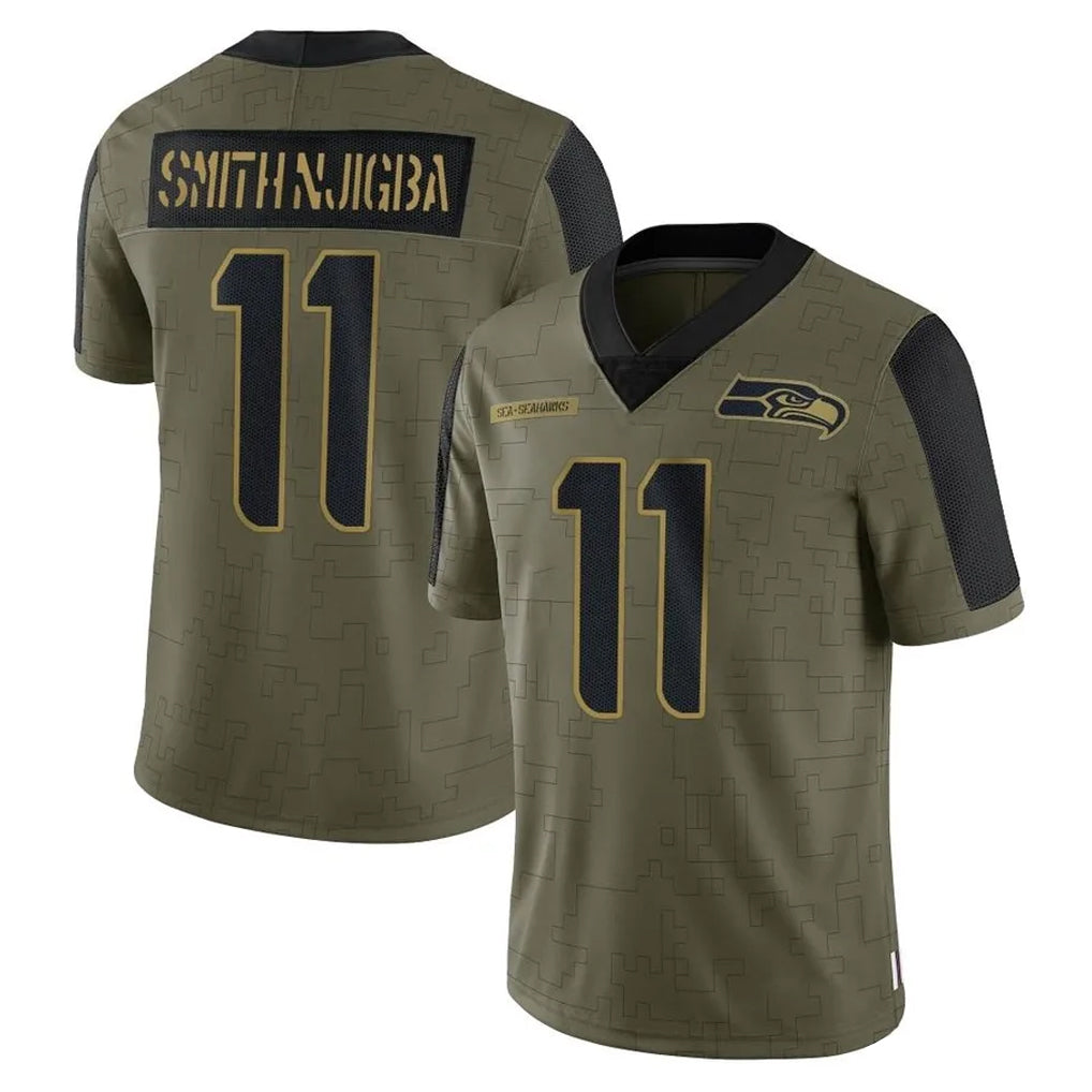 CAdoa S.Seahawks #11 Jaxon Smith-Njigba Player Olive Salute To Service Limited Game Stitched Jerseys