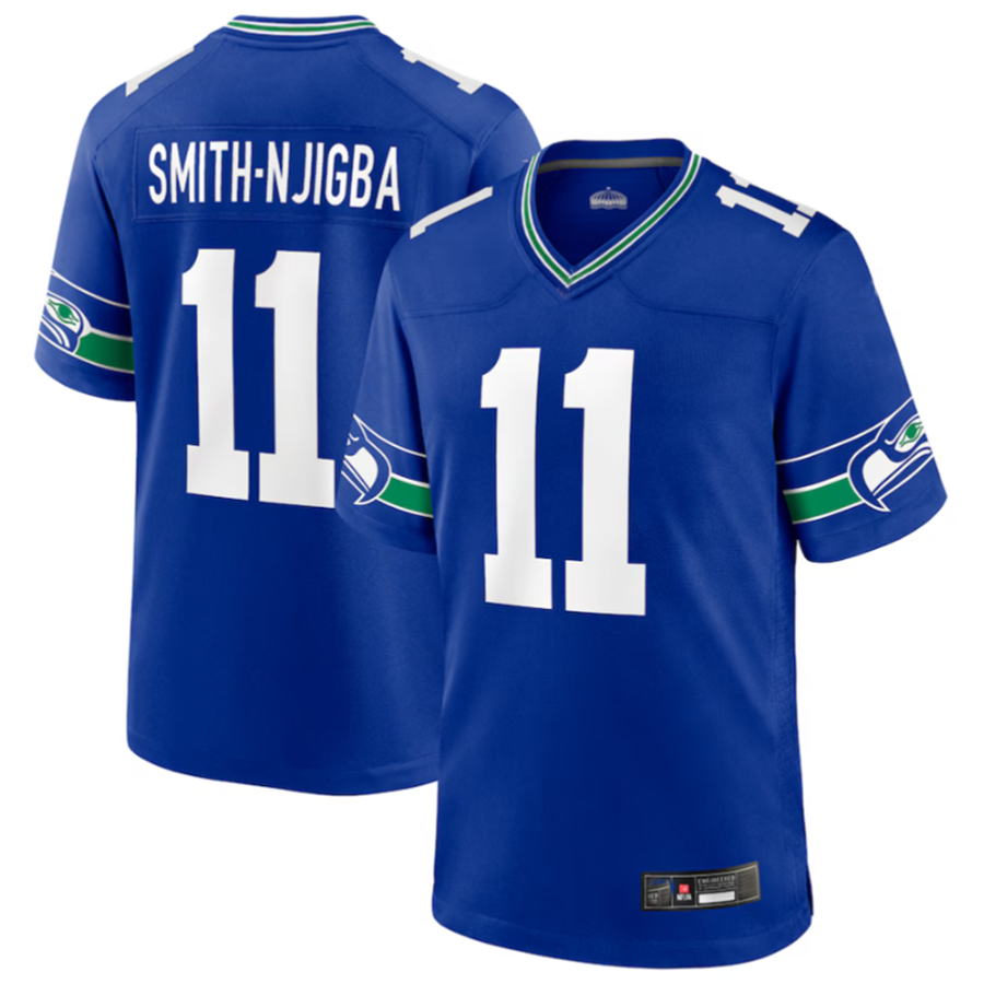 CAdoa S.Seahawks #11 Jaxon Smith-Njigba Royal Throwback Player Game Stitched American Stitched Jerseys