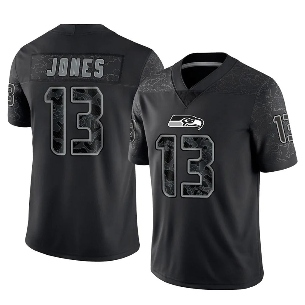 CAdoa S.Seahawks #13 Ernest Jones IV Player Black Limited Reflective Home Game Stitched Jerseys