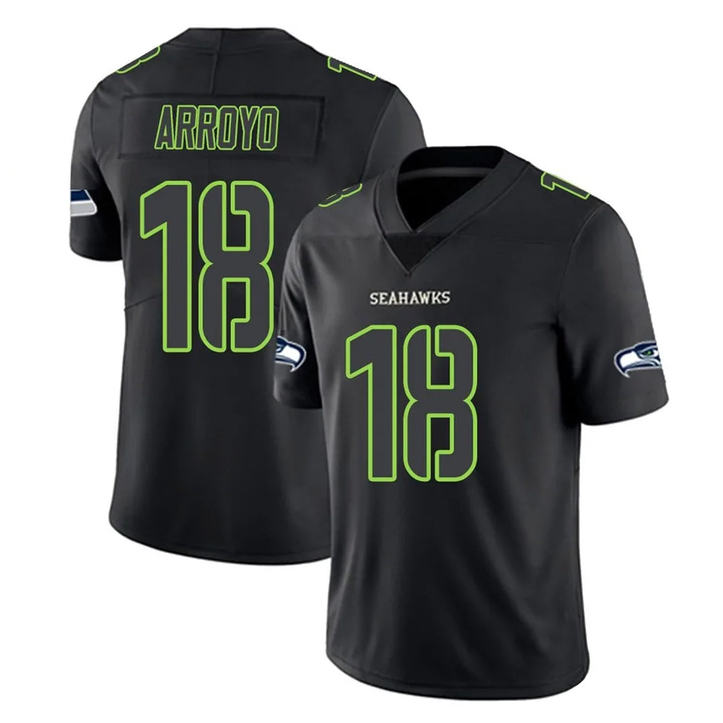 CAdoa S.Seahawks #18 Elijah Arroyo Player Black Impact Limited Home Game Stitched Jerseys
