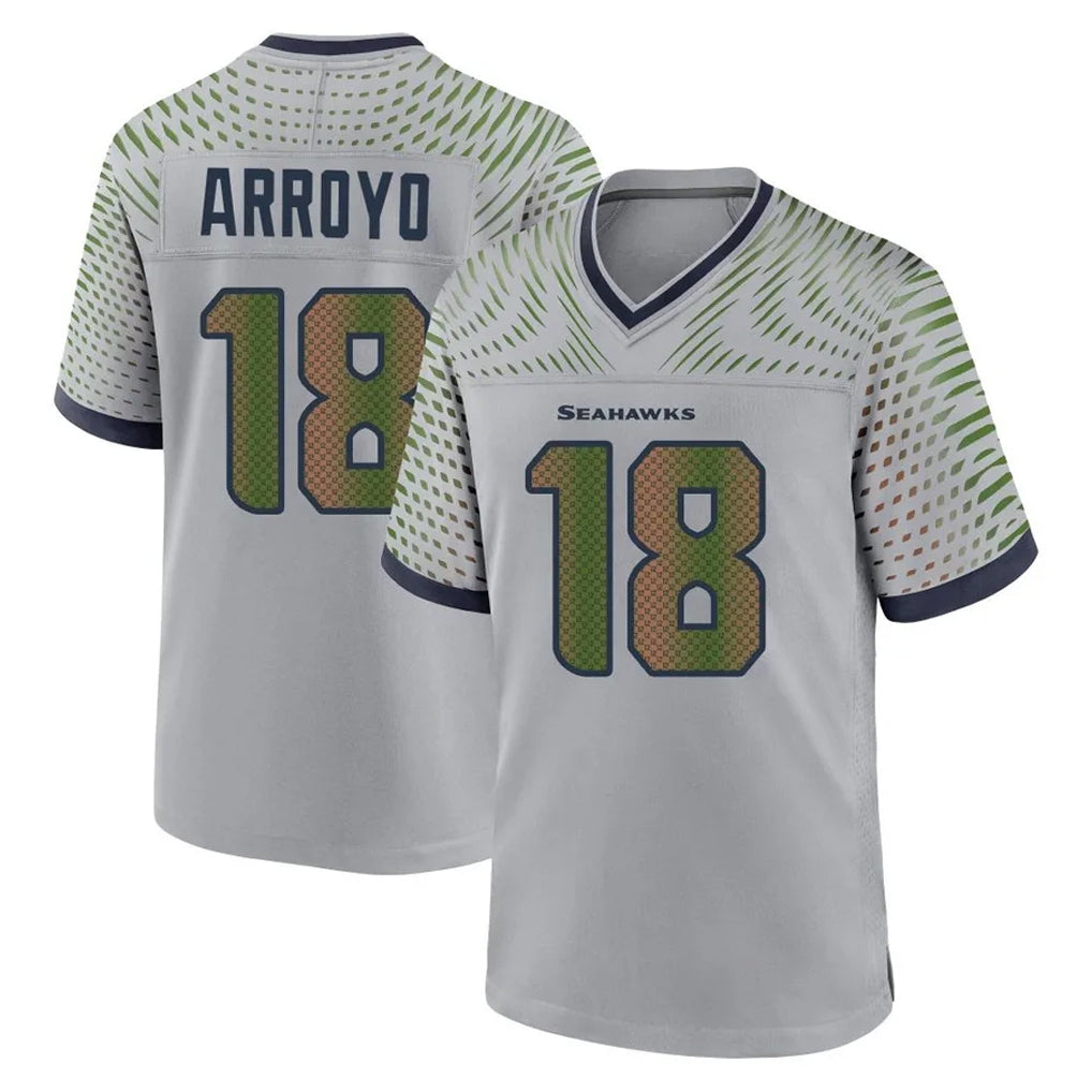 CAdoa S.Seahawks #18 Elijah Arroyo Player Grey 2025 Rivalries Collection Home Game Stitched Jerseys