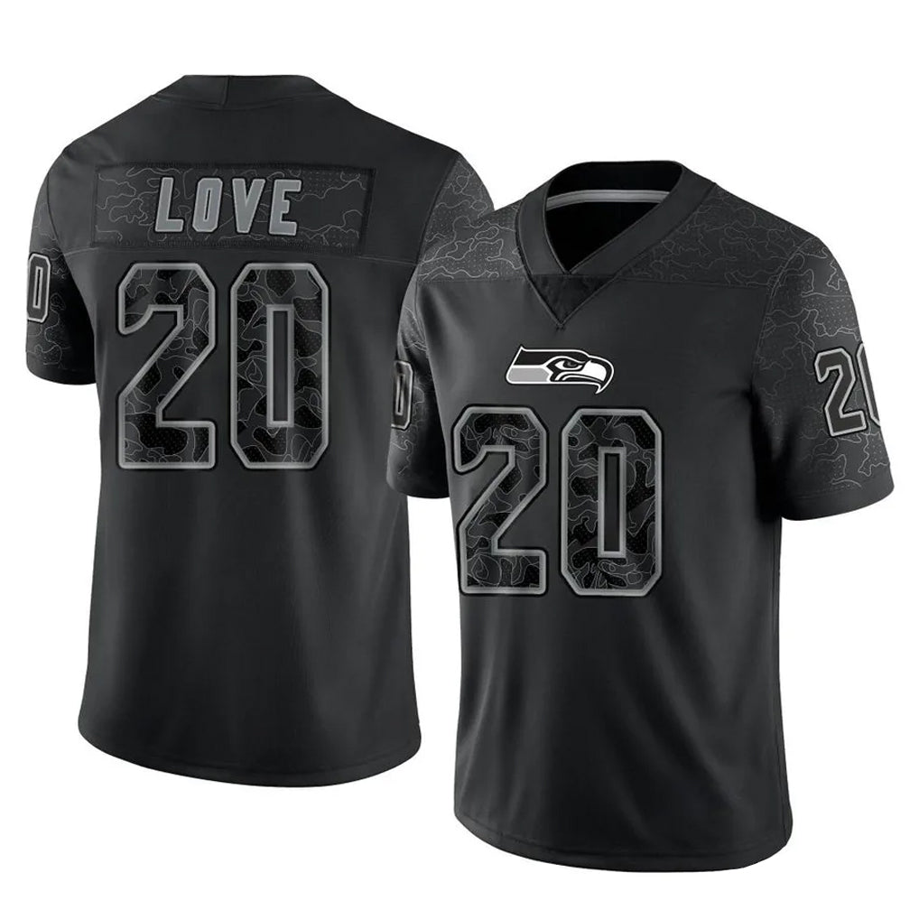 CAdoa S.Seahawks #20 Julian Love Player Black Limited Reflective Home Game Stitched Jerseys