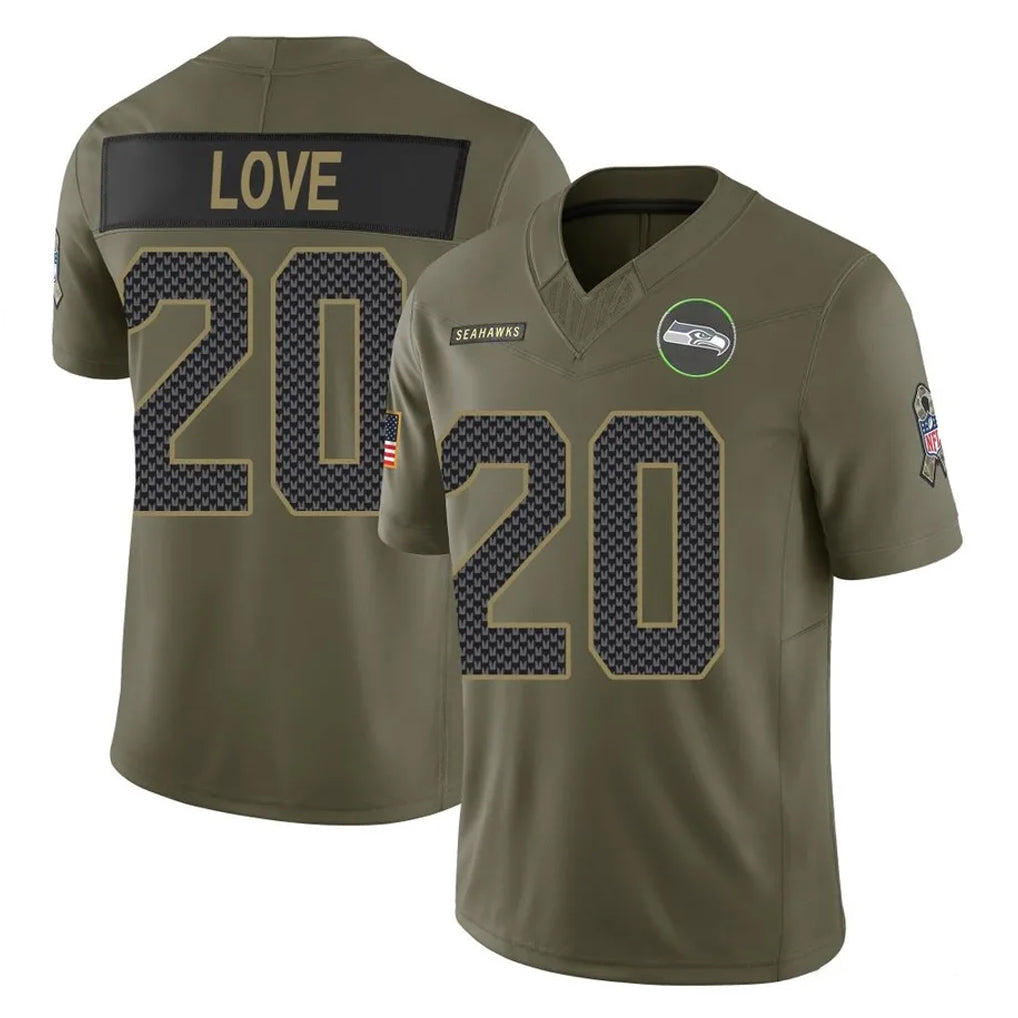CAdoa S.Seahawks #20 Julian Love Player Olive 2025 Salute To Service Limited Home Game Stitched Jerseys