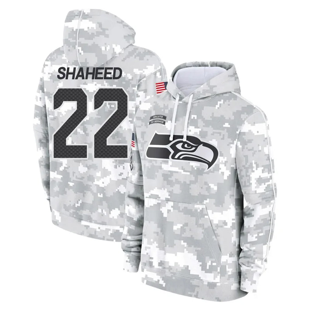 CAdoa S.Seahawks #22 Rashid Shaheed Player Arctic Camo Limited Salute to Service Pullover Hoodies Game Stitched Jerseys