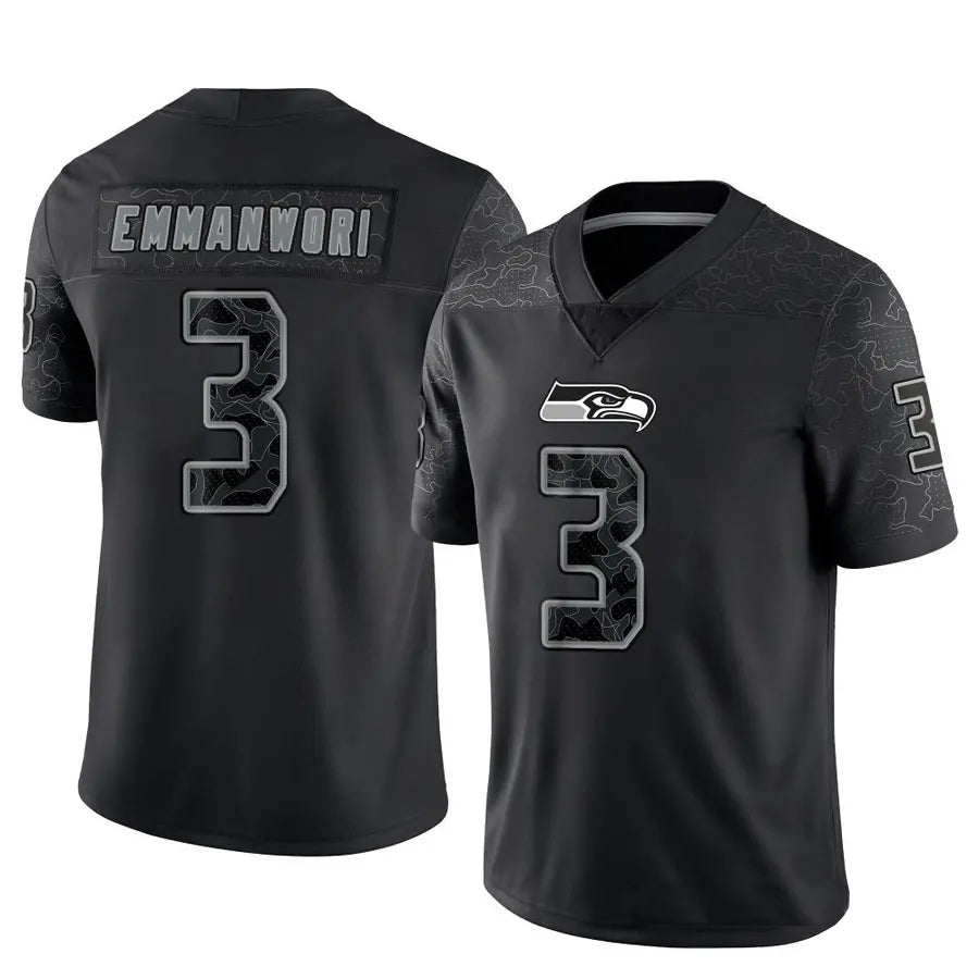 CAdoa S.Seahawks #3 Nick Emmanwori Player Black RFLCTV Limited Football Jerseys
