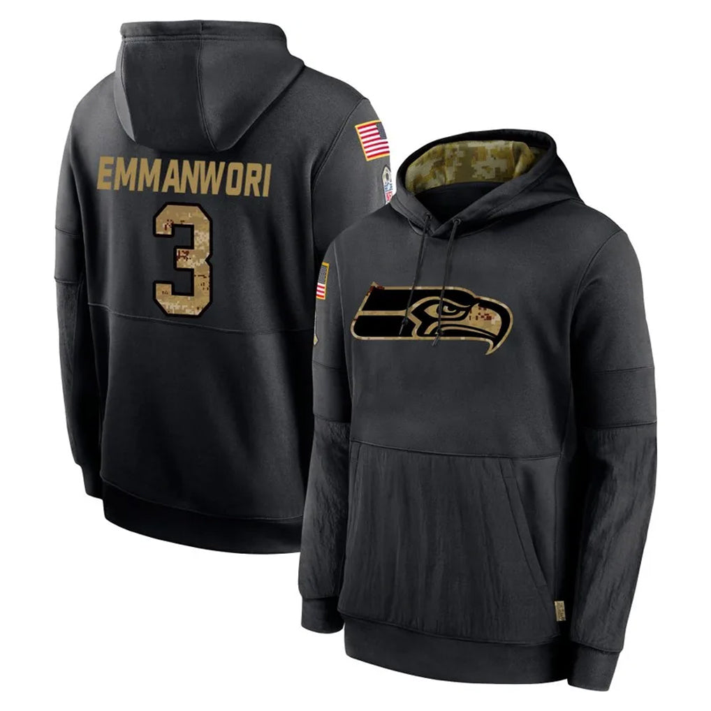 CAdoa S.Seahawks #3 Nick Emmanwori Player Black Salute to Service Hoodies Limited Game Stitched Jerseys