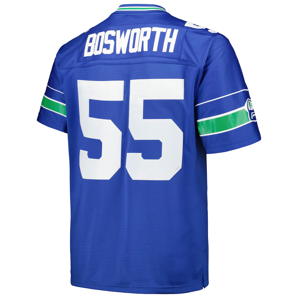 CAdoa S.Seahawks #55 Brian Bosworth Mitchell & Ness Royal Big & Tall 1987 Legacy Retired Player Stitched Puhic Jersey