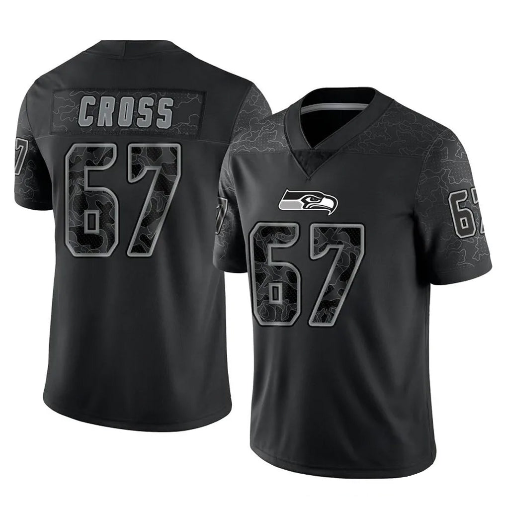 CAdoa S.Seahawks #67 Charles Cross Player Black Limited Reflective Home Game Stitched Jerseys