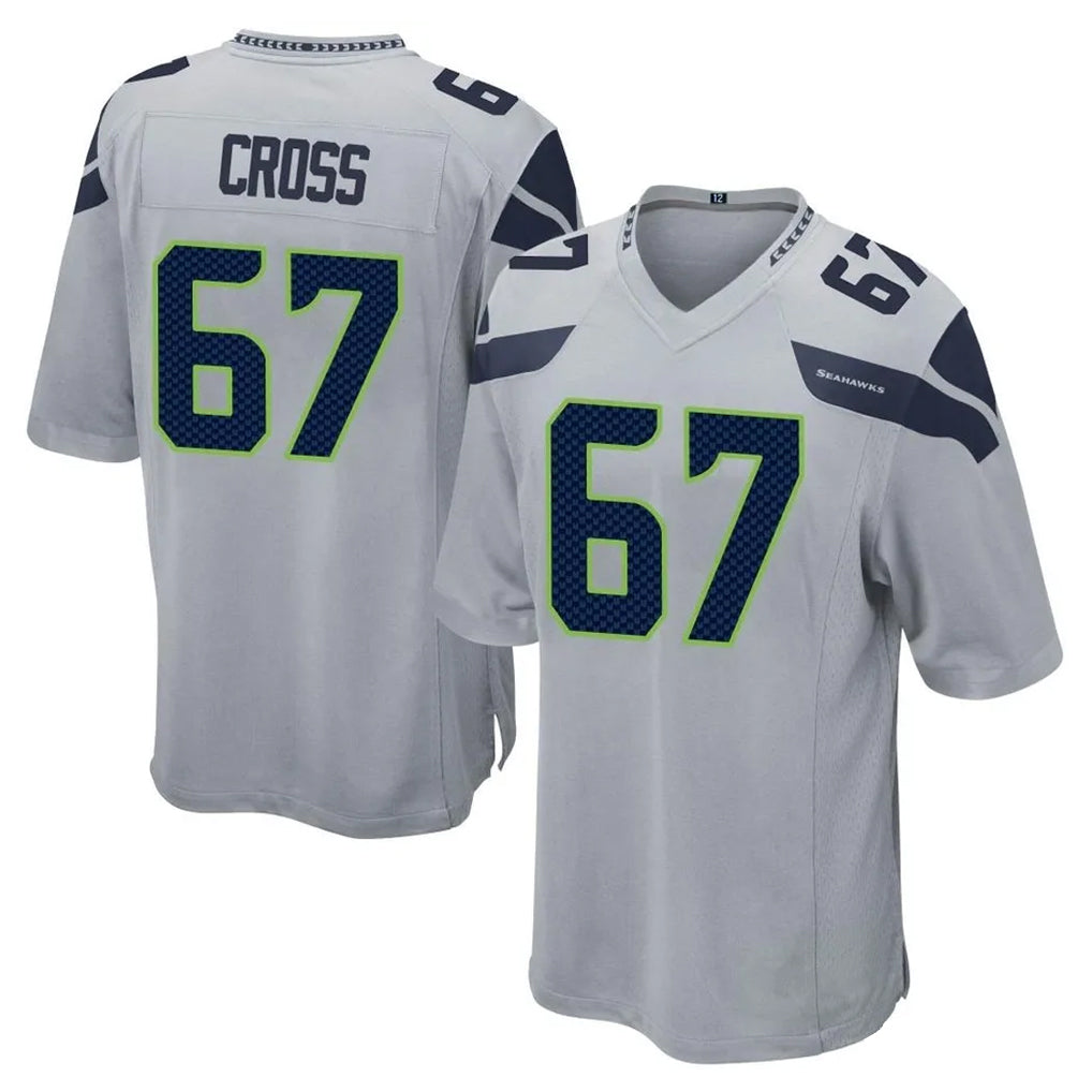 CAdoa S.Seahawks #67 Charles Cross Player Gray Home Game Stitched Jerseys