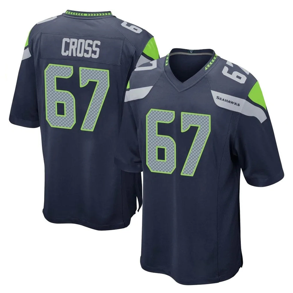 CAdoa S.Seahawks #67 Charles Cross Player Navy Home Game Stitched Jerseys