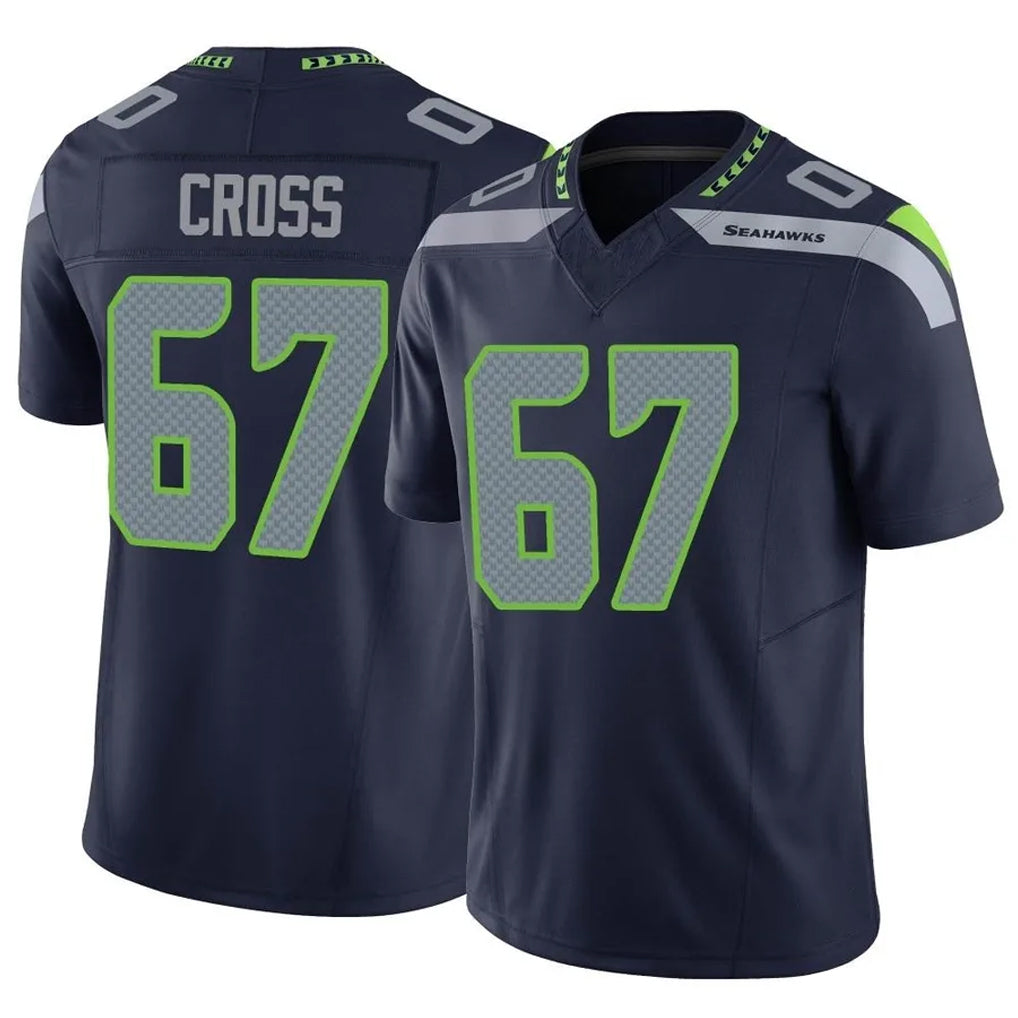 CAdoa S.Seahawks #67 Charles Cross Player Navy Limited Vapor F.U.S.E. Home Game Stitched Jerseys