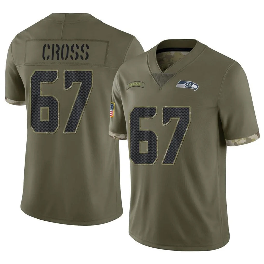 CAdoa S.Seahawks #67 Charles Cross Player Olive Limited Salute To Service Home Game Stitched Jerseys