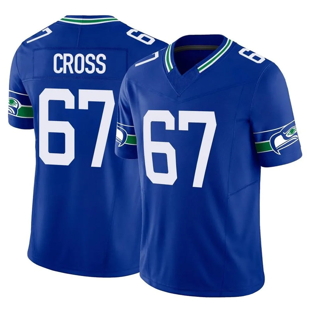 CAdoa S.Seahawks #67 Charles Cross Player Royal Limited Throwback Vapor F.U.S.E. Home Game Stitched Jerseys