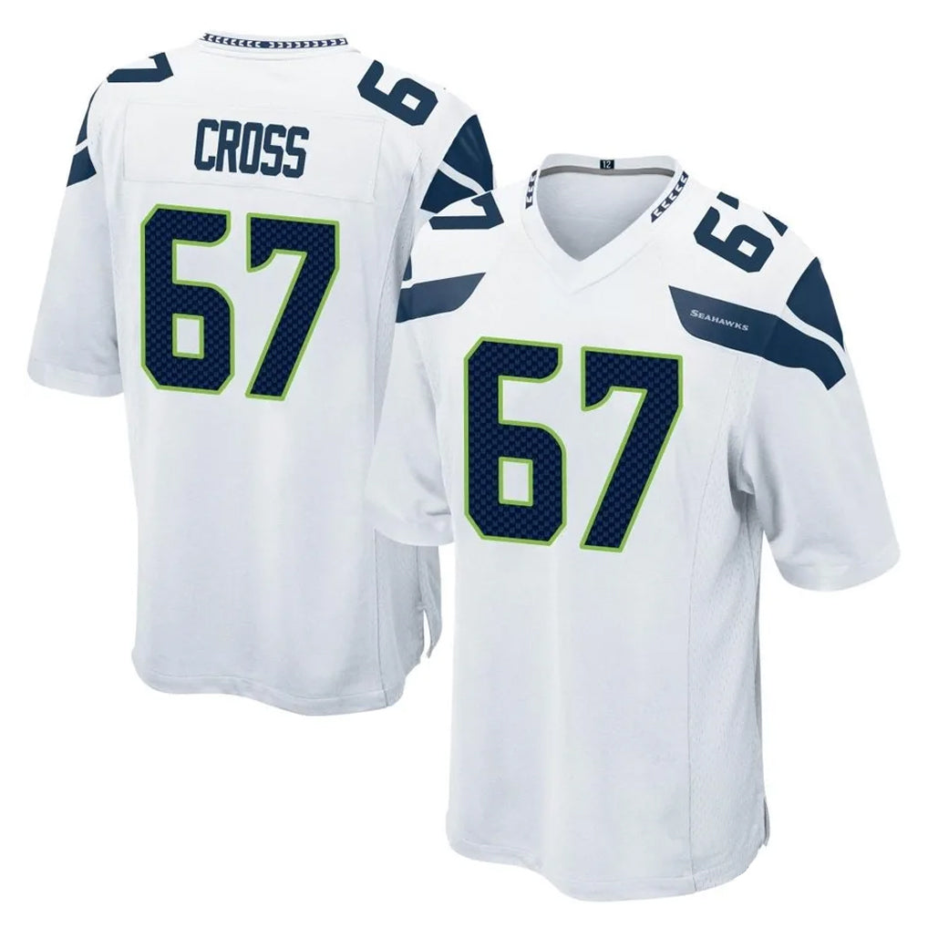 CAdoa S.Seahawks #67 Charles Cross Player White Home Game Stitched Jerseys