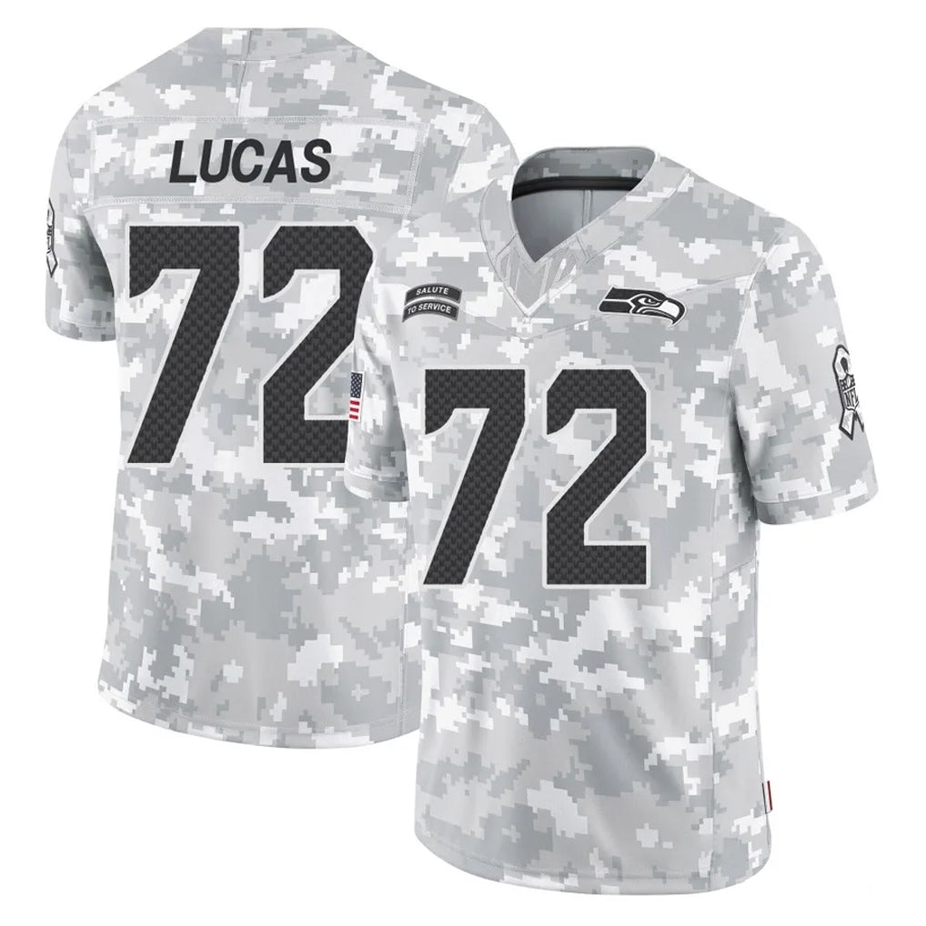 CAdoa S.Seahawks #72 Abraham Lucas Player Arctic Camo Limited Salute To Service Home Game Stitched Jerseys