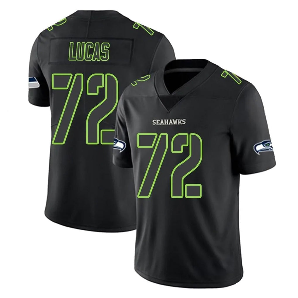 CAdoa S.Seahawks #72 Abraham Lucas Player Black Impact Limited Home Game Stitched Jerseys