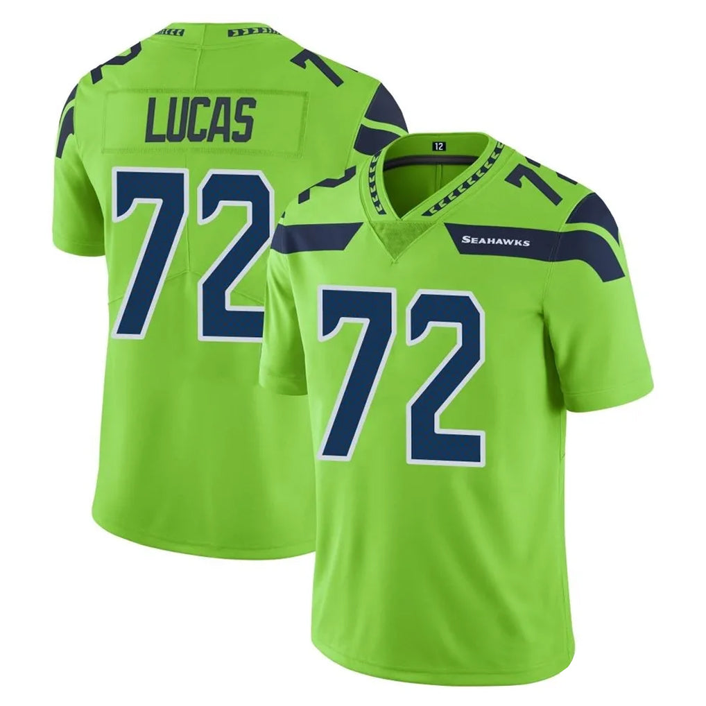 CAdoa S.Seahawks #72 Abraham Lucas Player Green Limited Color Rush Home Game Stitched Jerseys