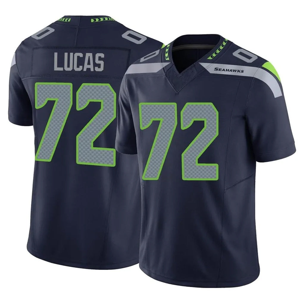 CAdoa S.Seahawks #72 Abraham Lucas Player Navy Limited Vapor F.U.S.E. Home Game Stitched Jerseys