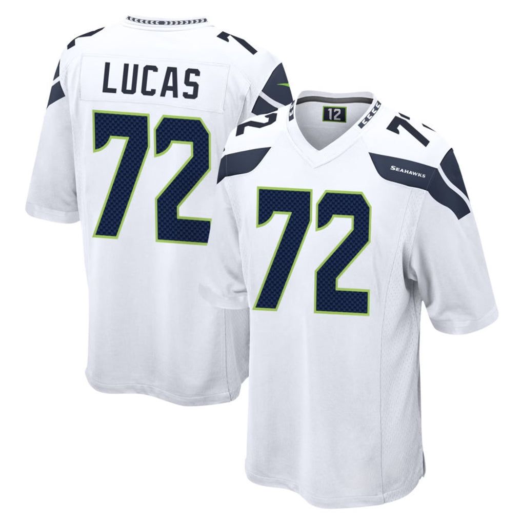 CAdoa S.Seahawks #72 Abraham Lucas Player White Home Game Stitched Jerseys