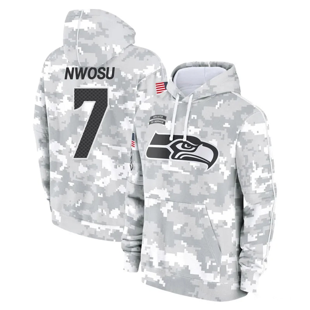 CAdoa S.Seahawks #7 Uchenna Nwosu Player Arctic Camo Limited Salute to Service Pullover Hoodies Game Stitched Jerseys