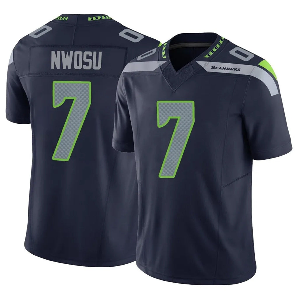 CAdoa S.Seahawks #7 Uchenna Nwosu Player Navy Limited Vapor F.U.S.E. Home Game Stitched Jerseys