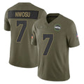 CAdoa S.Seahawks #7 Uchenna Nwosu Player Olive 2025 Salute To Service Limited Home Game Stitched Jerseys