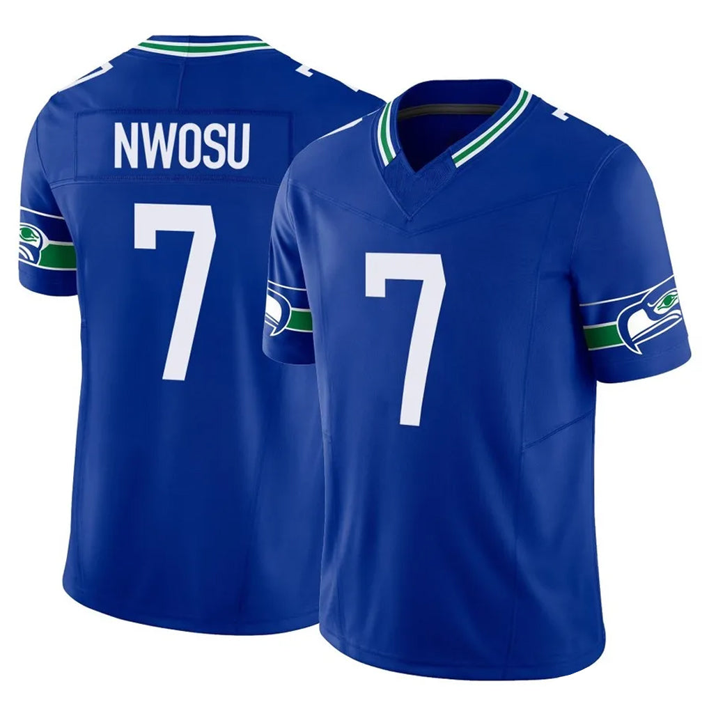 CAdoa S.Seahawks #7 Uchenna Nwosu Player Royal Limited Throwback Vapor F.U.S.E. Home Game Stitched Jerseys