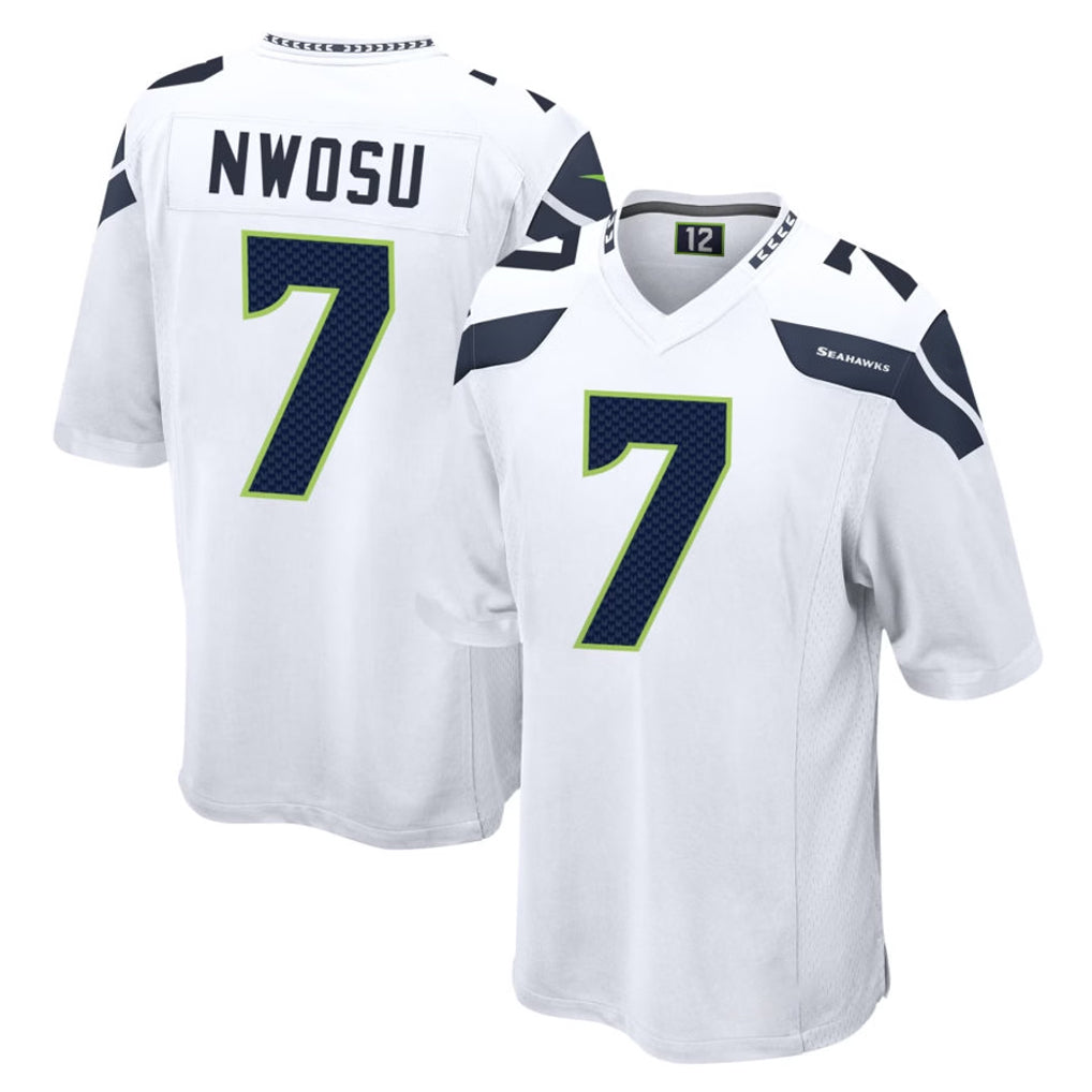 CAdoa S.Seahawks #7 Uchenna Nwosu Player White Home Game Stitched Jerseys