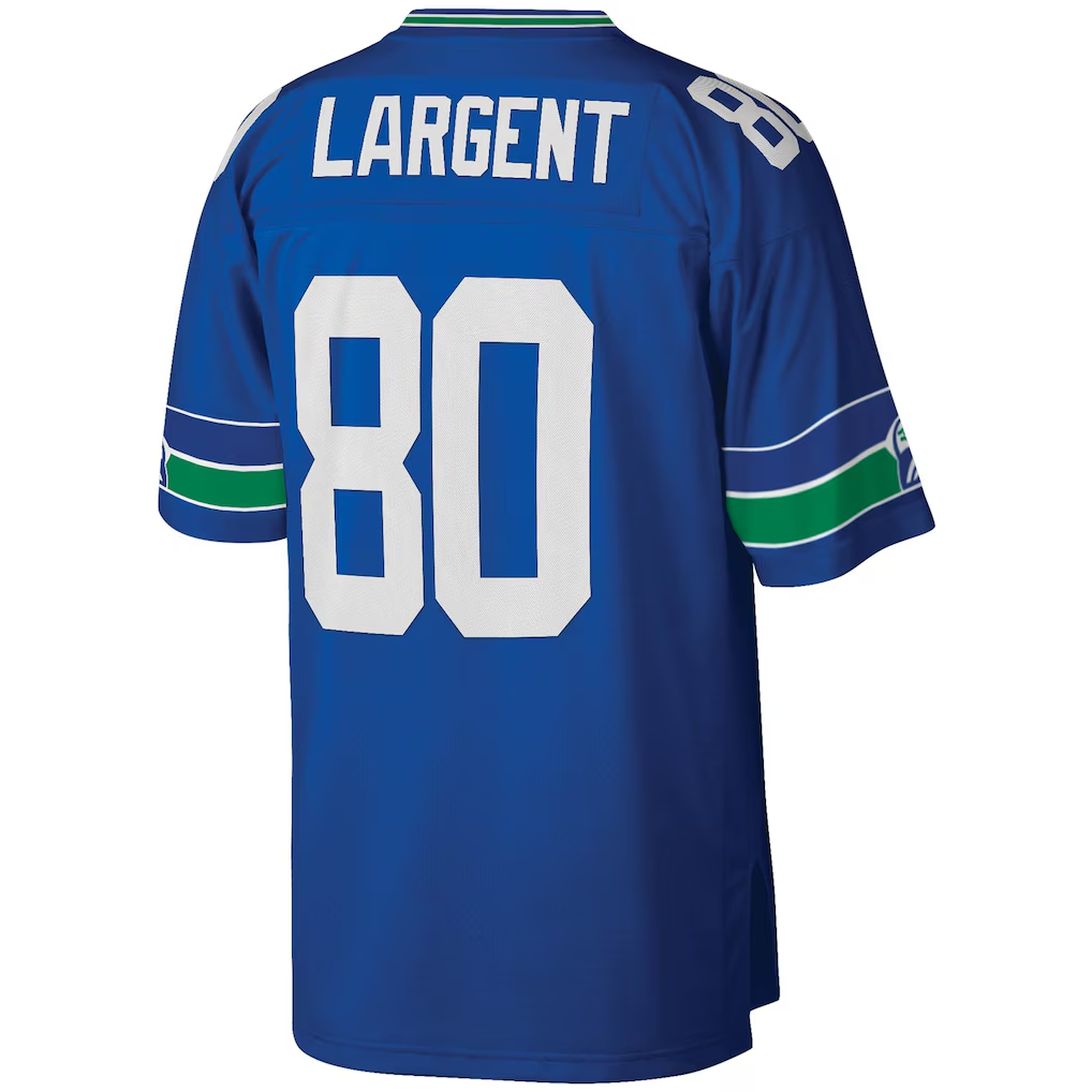 CAdoa S.Seahawks #80 Steve Largent Mitchell & Ness Royal Legacy Replica Stitched Puhic Jersey