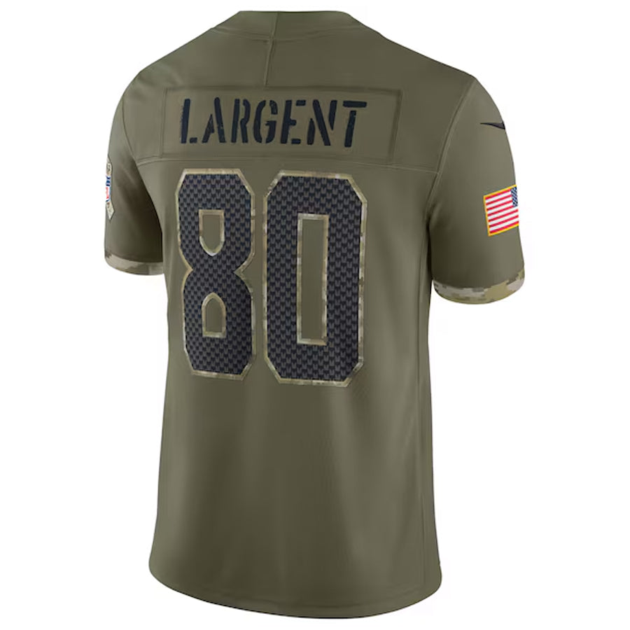 CAdoa S.Seahawks #80 Steve Largent Player Salute to Service Olive Stitched Jerseys