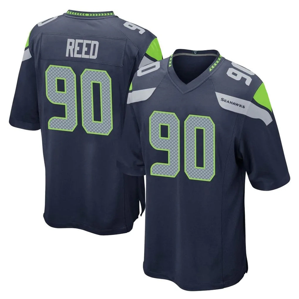 CAdoa S.Seahawks #90 Jarran Reed Player Navy Home Game Stitched Jerseys