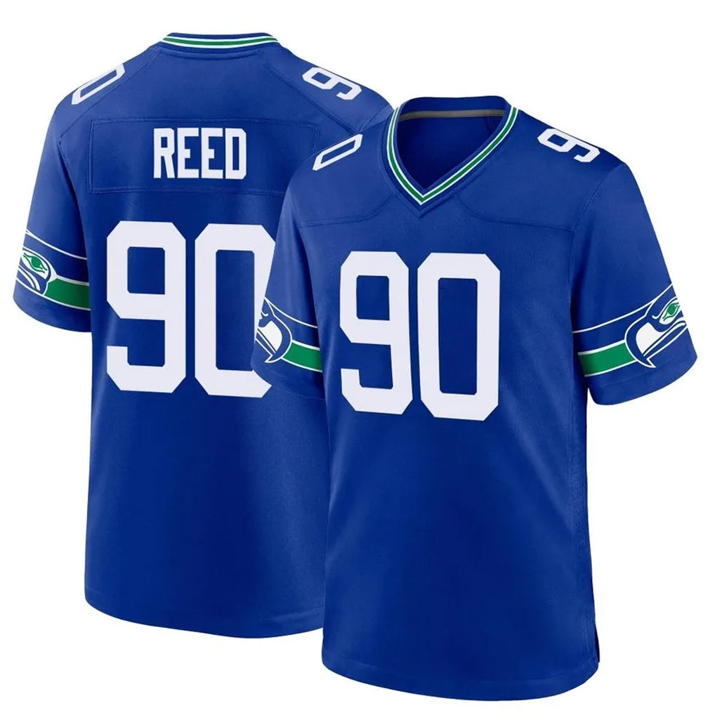 CAdoa S.Seahawks #90 Jarran Reed Player Royal Throwback Home Game Stitched Jerseys
