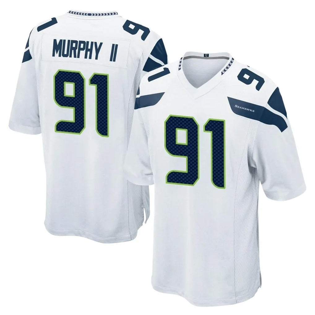CAdoa S.Seahawks #91 Byron Murphy II Player White Home Game Stitched Jerseys