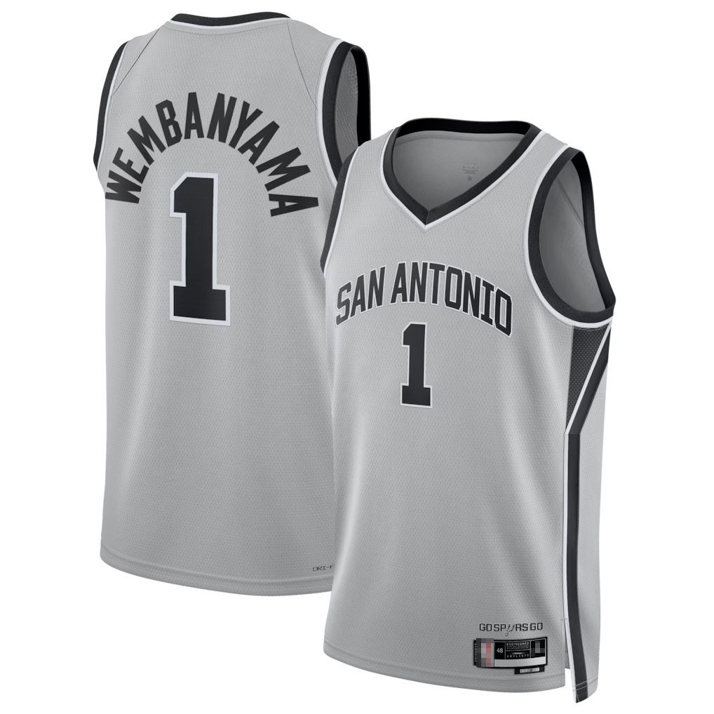 CAdoa SA.Spurs #1 Victor Wembanyama Silver Swingman Jerseys - Statement Edition