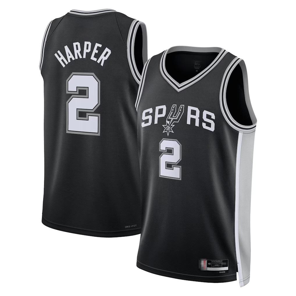 CAdoa SA.Spurs #2Dylan Harper Black 2025 NBA Draft First Round Pick Swingman Jerseys - Icon Edition