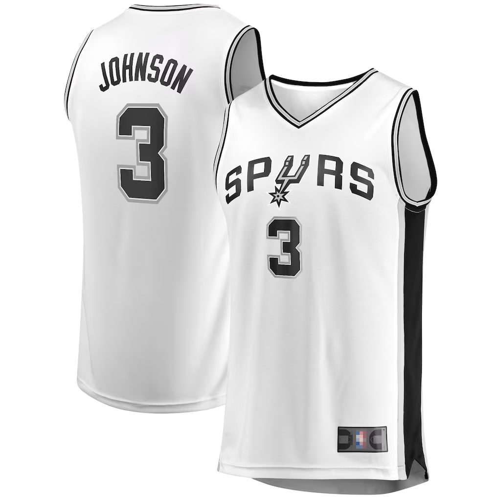 CAdoa SA.Spurs #3 Keldon Johnson Fanatics White Fast Break Association Jerseys