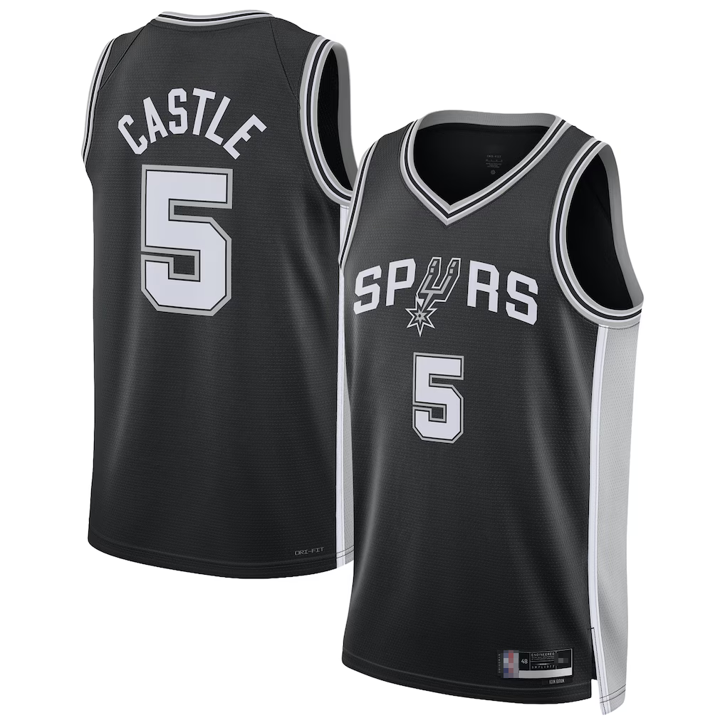 CAdoa SA.Spurs #5 Stephon Castle Black Swingman Jerseys - Icon Edition