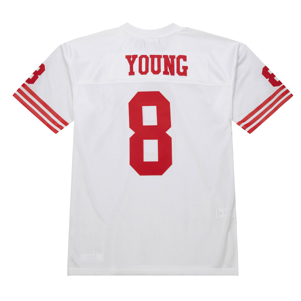 CAdoa SF.49ers 1994 #8 Steve Young Mitchell & Ness White Authentic Throwback Retired Player Stitched Puhic Jersey